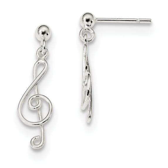 Sterling Silver Polished Treble Clef Post Dangle Earrings Sterling Silver Earrings