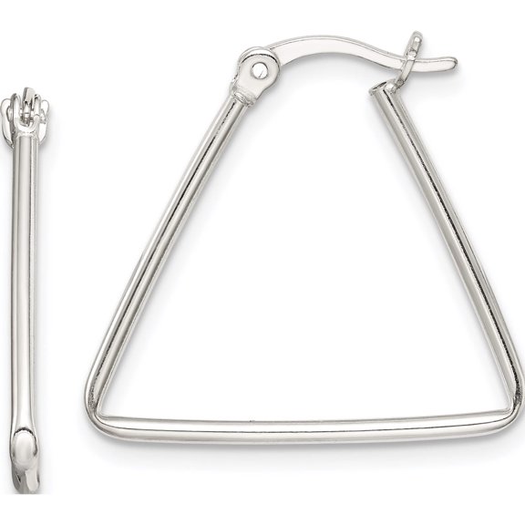 Sterling Silver Polished Triangle Hoop Earrings (22.1 X 23.85) Made In India qe14108