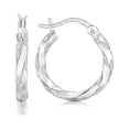 thumbnail image 1 of Sterling Silver Polished Twist Design Hoop Earrings, 1 of 2
