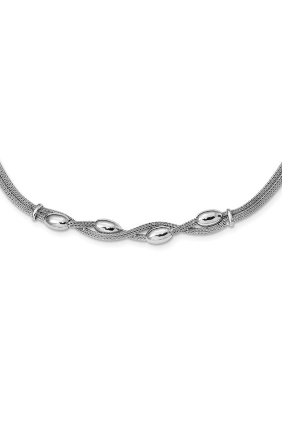 Sterling Silver Polished Twisted With 1.25 In Ext Necklace - 11.8 Grams - 16.5 Inch