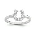 thumbnail image 1 of Sterling Silver Polished U Shaped Clear Cubic Zirconia Ring - Size 6 - Measures 2mm Wide, 1 of 2