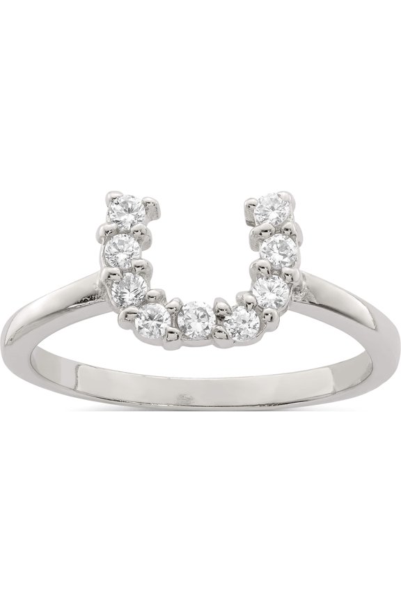 Sterling Silver Polished U Shaped Clear Cz Ring (Size 7) Made In China qr2749-7