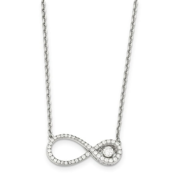 Sterling Silver Polished Vibrant Cubic Zirconia Infinity Necklace - 16 Inch - Measures 12.6mm long
