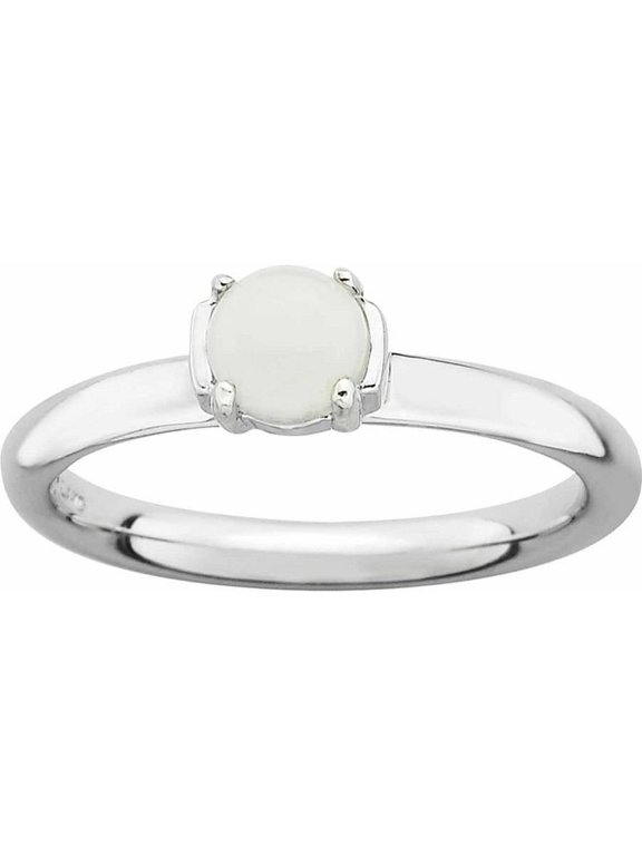 Sterling Silver Polished White Agate Ring