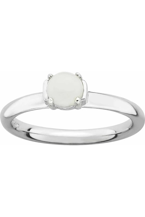 Sterling Silver Polished White Agate Ring