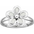 thumbnail image 1 of Sterling Silver Polished White Enameled Flower Ring, 1 of 7