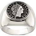 thumbnail image 1 of Sterling Silver Polished With Antiqued Replica 50 Lire Italian Coin Ring (Size 11) Made In Italy qr6832-11, 1 of 5