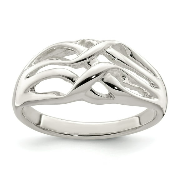 Sterling Silver Polished Woven Ring - Size 6