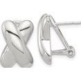 thumbnail image 1 of Sterling Silver Polished X Design Omega Back Earrings (Width 10.75) (Length 15.75) - Jbsp, 1 of 5