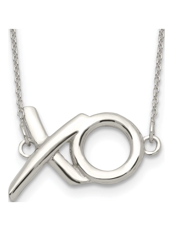 Sterling Silver Polished XO w/2in. Ext. Necklace