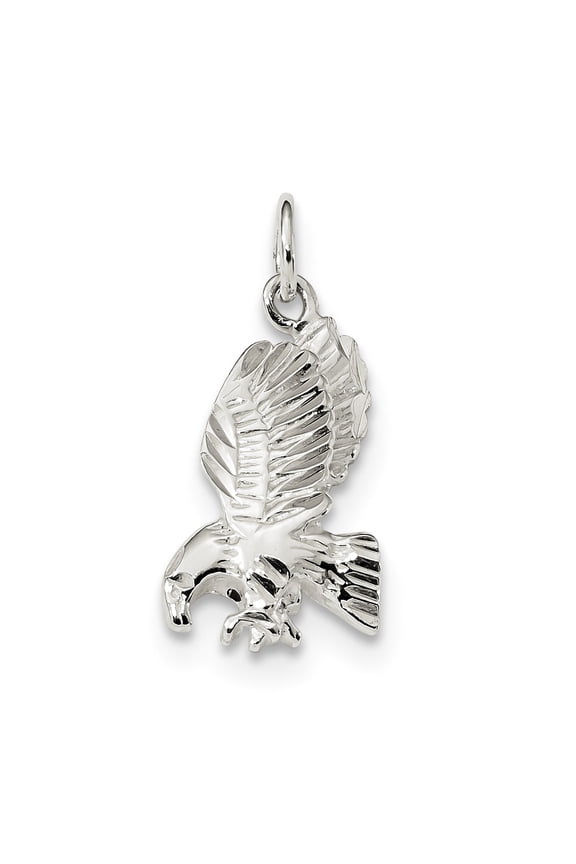 Sterling Silver Polished and Diamond-cut Eagle Pendant