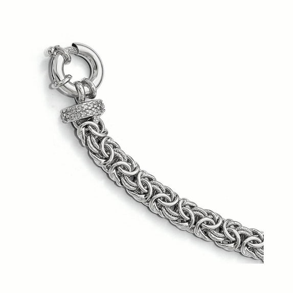 Sterling Silver Polished Textured C.Z Bracelet