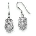 thumbnail image 1 of Sterling Silver Polished and Textured Cubic Zirconia Dangle Shepherd Hook Earrings - Measures 29x9mm, 1 of 2