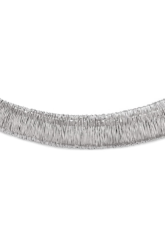 Sterling Silver Polished and Textured Graduated Neck Collar
