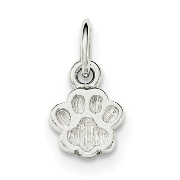 925 Sterling Silver Textured Polished and Texured Dog Cat Pet Paw Print Charm 9x9mm Wide Pendant Necklace for Women