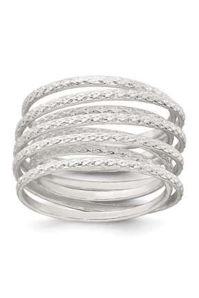 Sterling Silver Polished and Textured Wrapped Spring Size 6 Flexible Ring