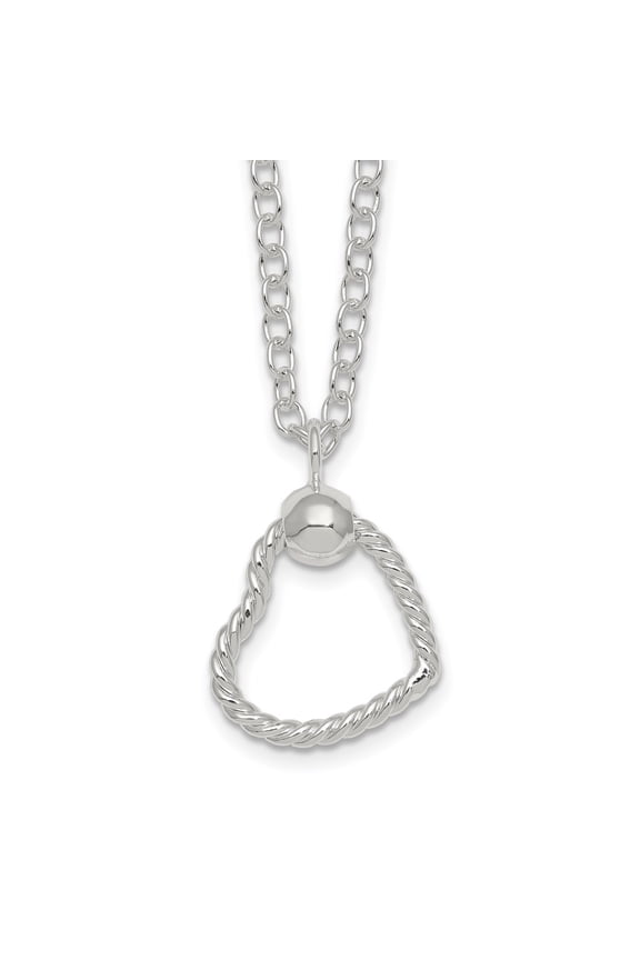 Sterling Silver Polished and Twisted Heart 18 Inch Cable Chain Necklace 18 Inches
