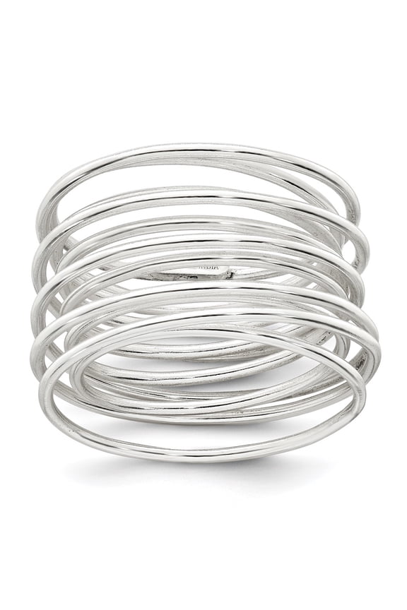 Sterling Silver Polished and Wrapped Spring Size 7 Flexible Ring