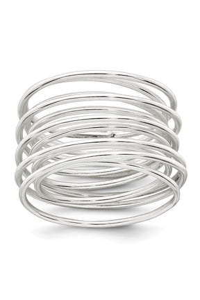 Sterling Silver Polished and Wrapped Spring Size 8 Flexible Ring