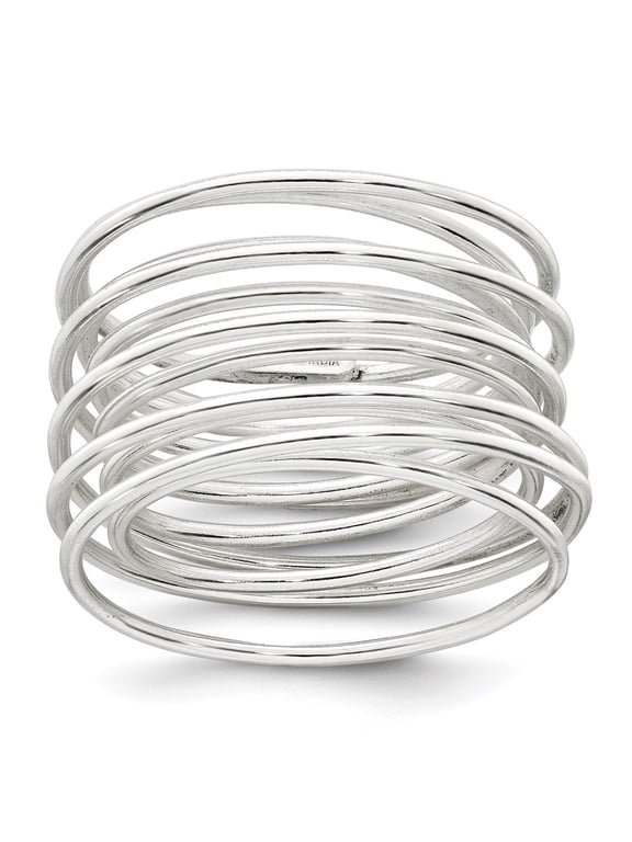Sterling Silver Polished and Wrapped Spring Size 8 Flexible Ring