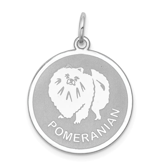 Sterling Silver Pomeranian Disc Charm Pendant