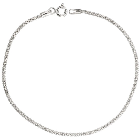 Sterling Silver Popcorn Chain 1.6mm Light Weight Nickel Free Italy, 16 inch