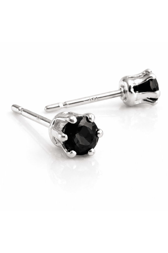 Sterling Silver Post Stud Piercing Earrings for Cartilage Tragus Helix Multiple Piercing Hypoallergenic Birthstone Jewelry for Women (Black Spinel 3mm | 6 Prongs)