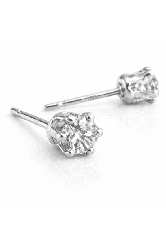 Sterling Silver Post Stud Piercing Earrings for Cartilage Tragus Helix Multiple Piercing Hypoallergenic Birthstone Jewelry for Women (Quartz Zirconium 3mm | 6 Prongs)