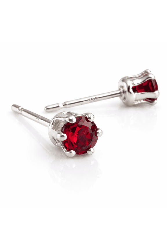 Sterling Silver Post Stud Piercing Earrings for Cartilage Tragus Helix Multiple Piercing Hypoallergenic Birthstone Jewelry for Women (Red Garnet 3mm | 6 prongs)