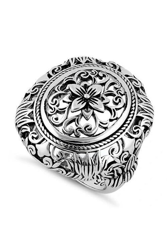 Sterling Silver Powerful Flower Ring (8)