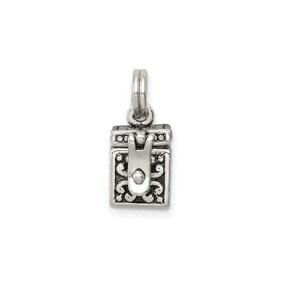 Sterling Silver Prayer Box Pendant Necklace with Hinged Locket, Ornate Scroll Design, Spiritual Jewelry for Women or Unisex, Symbol of Faith and Protection