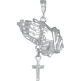 thumbnail image 1 of Sterling Silver Praying Hands with Rosary Cross Pendant Necklace Diamond Cut Finish and 24 Inch Chain, 1 of 3