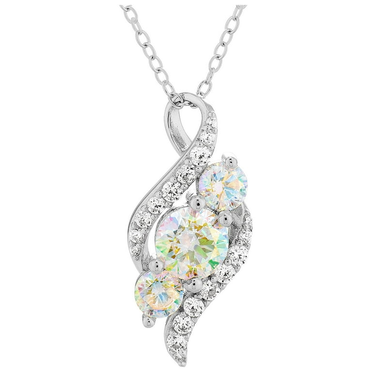 Sterling Silver Gemstone & CZ Swirl Pendants Sterling Silver Gemstone & CZ Swirl Pendants