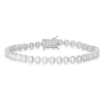 Sterling Silver Princess & Baguette-Cut Cubic Zirconia Tennis Bracelet