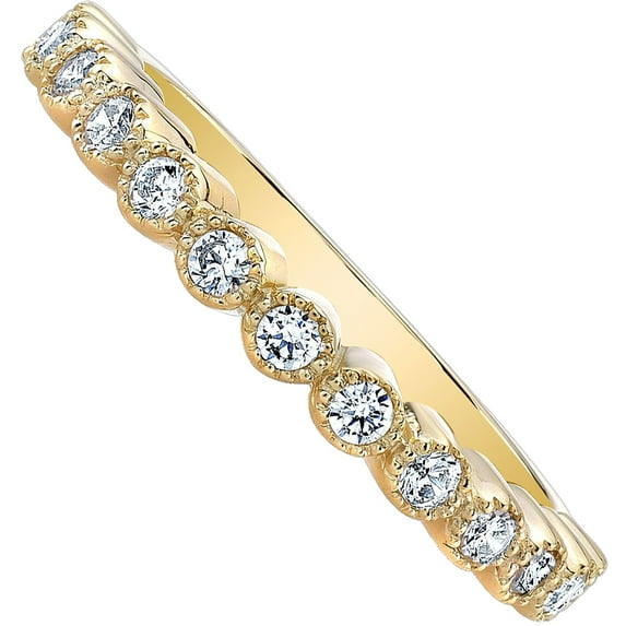 Sterling Silver Princess Crown CZ Ring Band (Yellow Gold Plated)