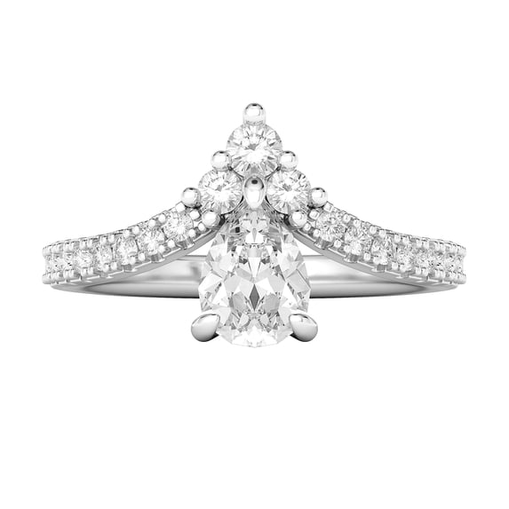 Sterling Silver Princess Crown Pear Shape Simulated Diamond Engagement Ring Queen Vintage Promise Bridal Ring For Women (8)