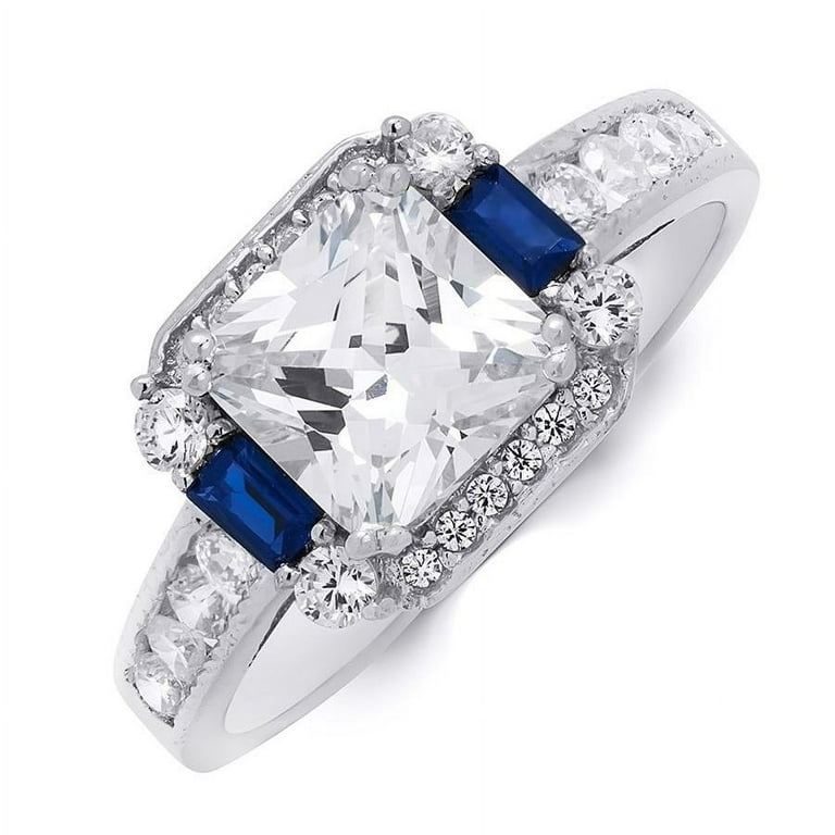 Blue sapphire cubic zirconia rings best sale