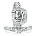 thumbnail image 1 of Sterling Silver Princess Cut Bridal Set Engagement Wedding Ring Set (Size 9), 1 of 4