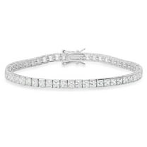 Sterling Silver Princess-Cut Cubic Zirconia Tennis Bracelet