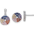 thumbnail image 1 of Sterling Silver Prizma Rhodium-Plated White And Colorful Cz Post Earring Pendant Set - Jbsp, 1 of 5