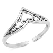 Sterling Silver Promise Heart Chevron Toe Ring Adjustable Midi Band 925 New Jewelry Female Unisex