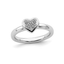Gem & Harmony Sterling Silver Promise Heart Ring with Diamond Accent for Women
