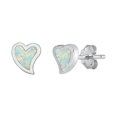 thumbnail image 1 of Sterling Silver Promise Heart Wispy Love Earrings White Simulated Opal 925 Jewelry Female Unisex, 1 of 3