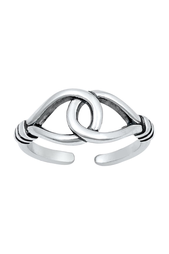 Sterling Silver Promise Infinity Loop Toe Ring Oxidized Adjustable Midi Band 925 Jewelry Female