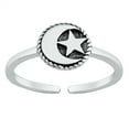 thumbnail image 1 of Sterling Silver Promise Moon & Star Toe Ring Oxidized Adjustable Midi Band 925 Jewelry Female Unisex, 1 of 4