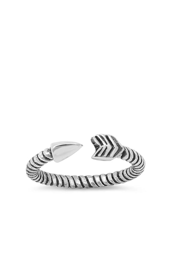 Sterling Silver Promise Oxidized Wrap Arrow Toe Ring Adjustable Midi Band 925 Jewelry Female Unisex