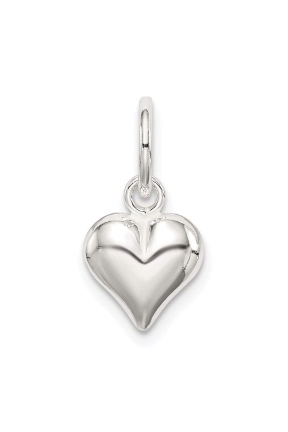 925 Sterling Silver Hollow Polished Puff Love Heart Charm 18x10mm Wide Pendant Necklace for Women