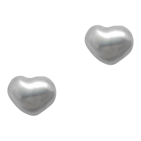 Sterling Silver Puff Heart Stud Post Earrings