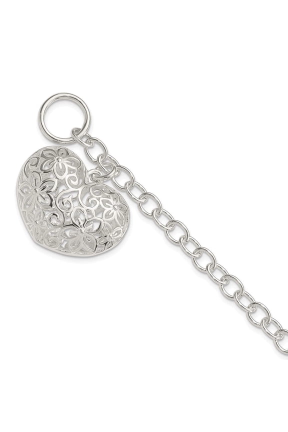FJC Finejewelers Sterling Silver Puffed Heart Toggle Bracelet
