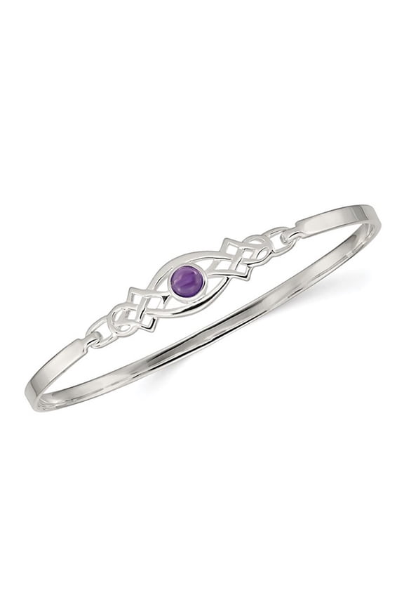 Gem & Harmony Sterling Silver Purple Amethyst Bangle Bracelet for Women